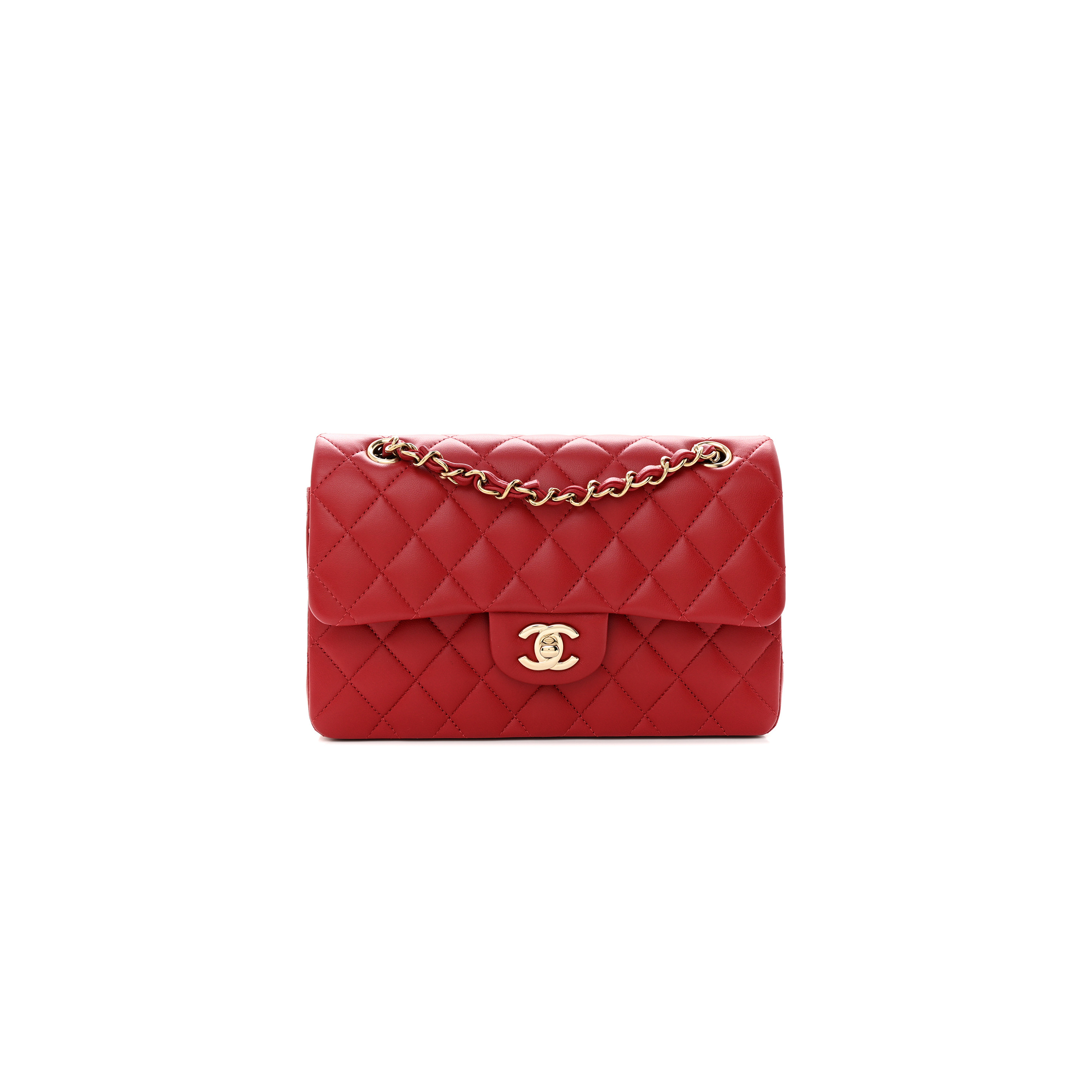 Ch*el lambskin quilted small double flap a01113 (23*14*6cm)